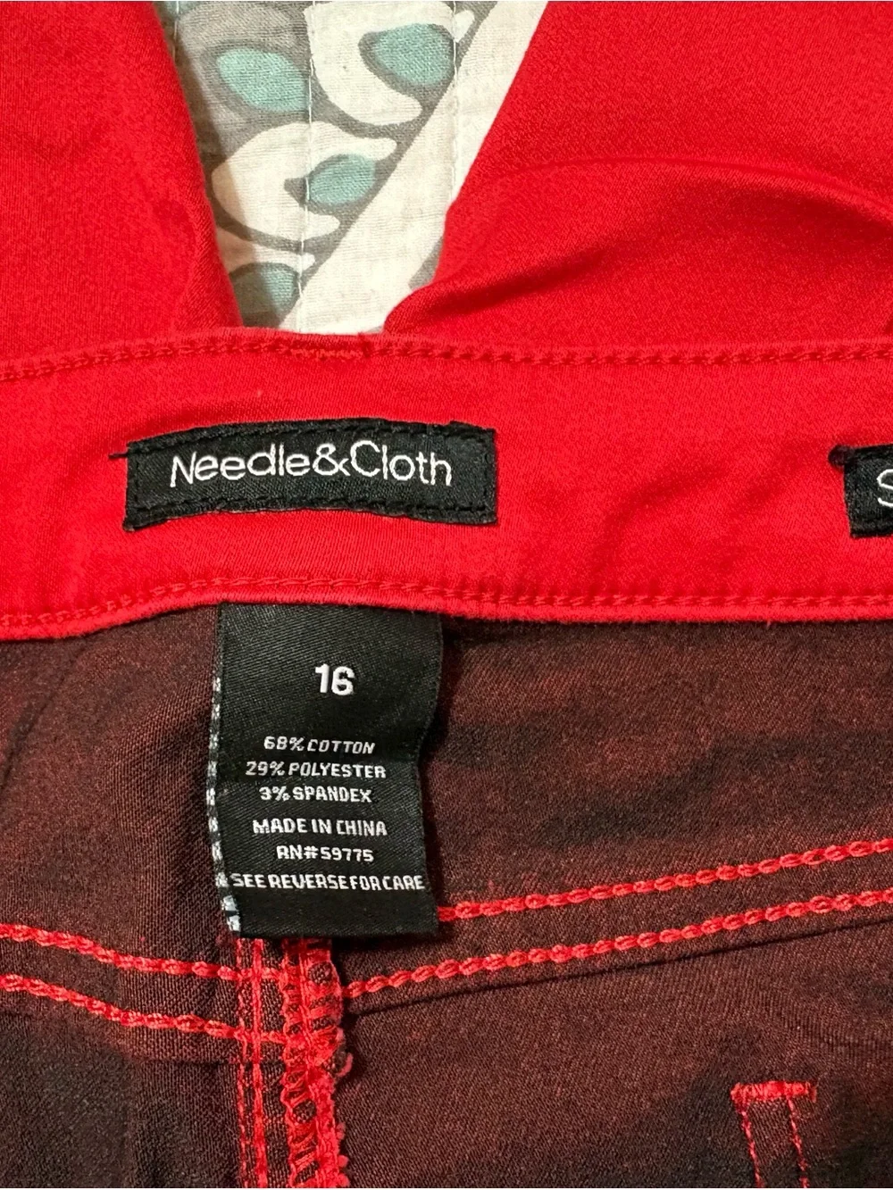 Ladies Red Pants - Slim Straight Fit